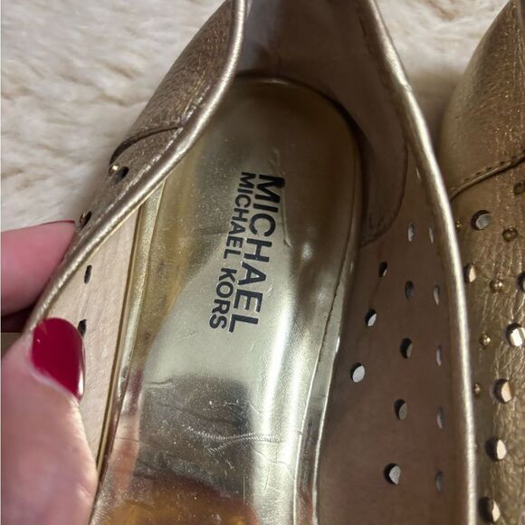 Michael Kors Gold Studded Ballet Flats - Picture 5 of 6
